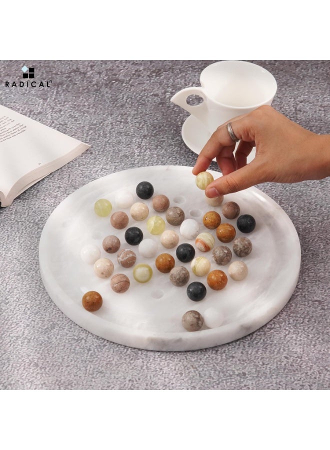 Radicaln Marble Solitaire Board Game with 42 Piece White Marbles Classic One Player Gameplay 10 inch Strategy Puzzle Board Games Adults for Tabletop Game, Birthday Gift, Table Games - Image 2