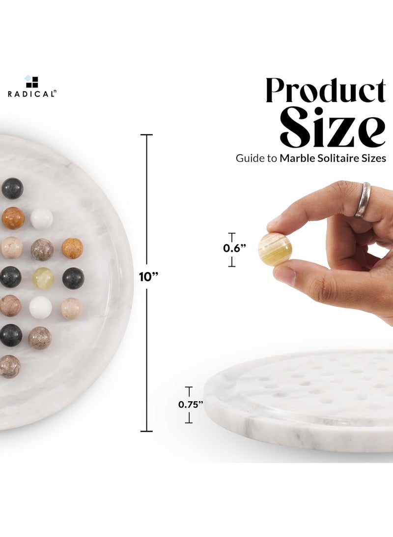 Radicaln Marble Solitaire Board Game with 42 Piece White Marbles Classic One Player Gameplay 10 inch Strategy Puzzle Board Games Adults for Tabletop Game, Birthday Gift, Table Games - Image 3