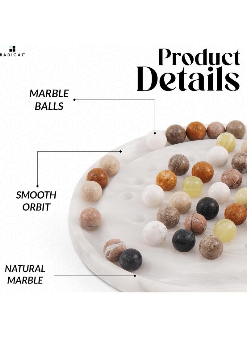 Radicaln Marble Solitaire Board Game with 42 Piece White Marbles Classic One Player Gameplay 10 inch Strategy Puzzle Board Games Adults for Tabletop Game, Birthday Gift, Table Games - Image 5