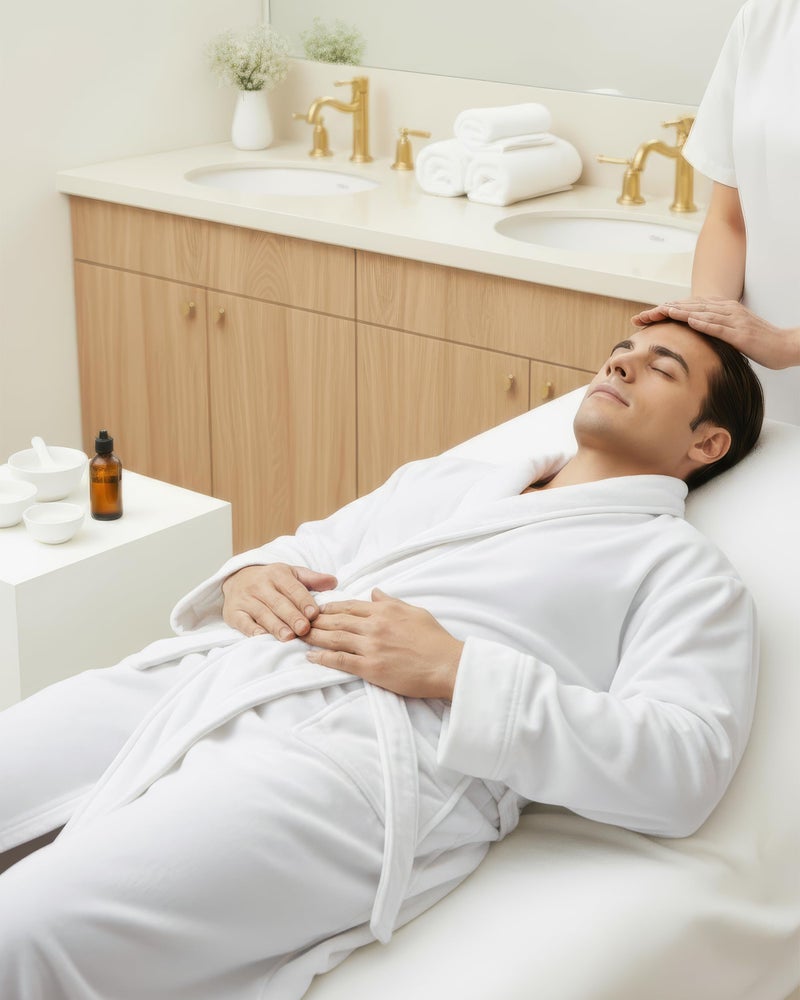 NY Threads Mens Robe, Luxury Plush Fleece Mens Bathrobe, Spa Bath Robe for Men, Large-X-Large, White - Image 5