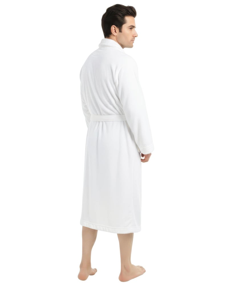 NY Threads Mens Robe, Luxury Plush Fleece Mens Bathrobe, Spa Bath Robe for Men, Large-X-Large, White - Image 1