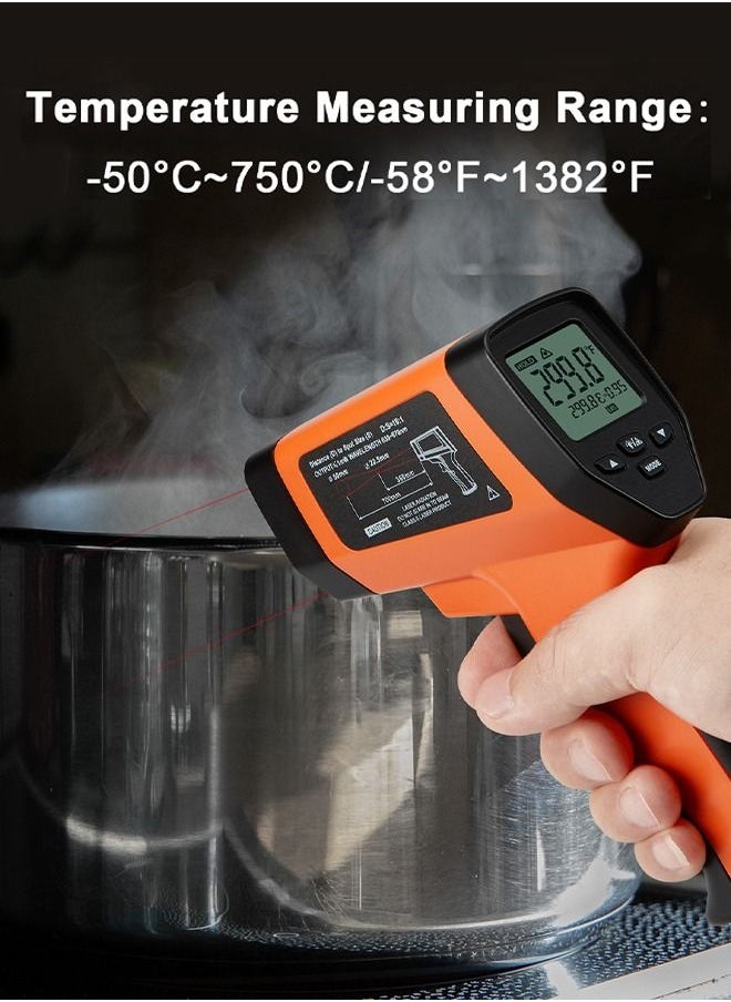 INKBIRD - INKBIRD Dual Laser Infrared Thermometer for Cooking -50℃~750℃ Non-Contact Infrared Thermometer Gun for Pizza Oven Laser Temperature Gun with Holster DS Ratio 16:1 LCD Backlit INK-IFT03 OR - Image 1