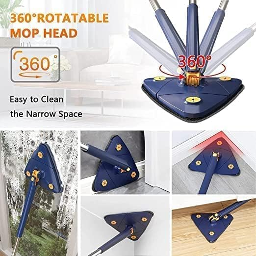 friendizana 4ever 360 Rotatable Adjustable Triangle Cleaning Mop with Stainless Steel Long Handle PushPull Squeezing Cleaning Mop Dry Wet Mop Floor Windows Ceiling - Image 5