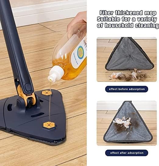 friendizana 4ever 360 Rotatable Adjustable Triangle Cleaning Mop with Stainless Steel Long Handle PushPull Squeezing Cleaning Mop Dry Wet Mop Floor Windows Ceiling - Image 3