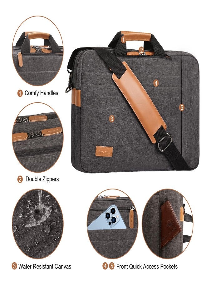 ESTARER Laptop Computer Bag for Men 3 In 1, 17-17.3 Inch Laptop Messenger Bag for Business/Work/Travel, Convertible Backpack Briefcase Water resistant Canvas Laptop Backpack (Grey) - Image 4