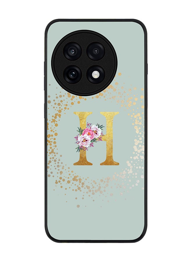 Stylizedd For OnePlus 13R / Ace 5 Pro Case,Slim fit Camera Protection, Shockproof Thin Phone cover  - Custom Monogram Floral - H  (Light Grey )