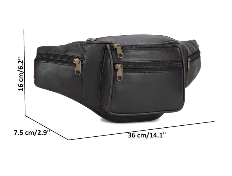 K London Stylish Real Leather Brown Waist Bag Elegant Style Travel Pouch Passport Holder with Adjustable Strap(1452_Brownn) - Image 3