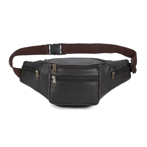 K London Stylish Real Leather Brown Waist Bag Elegant Style Travel Pouch Passport Holder with Adjustable Strap(1452_Brownn) - Image 1
