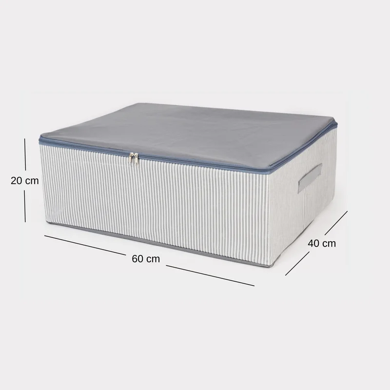 ناكاريف 5 Pieces Large Size Line Pattern Printed Gray Bed Base Organizer Storage Bag Set 60X40X20 cm