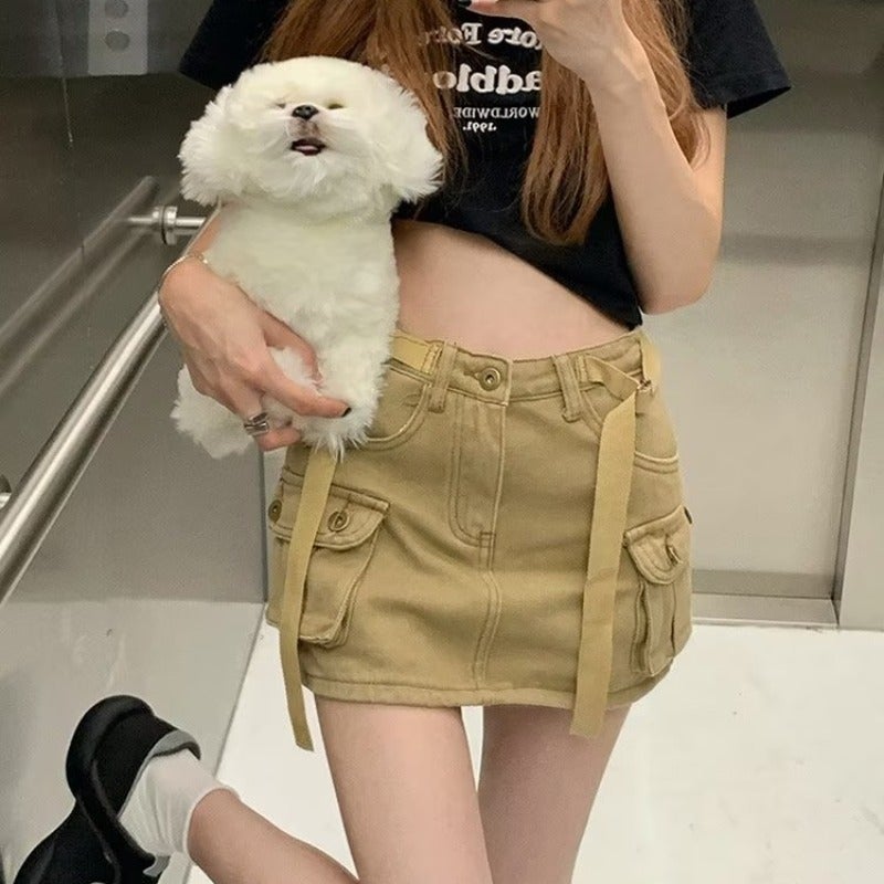 Girl Workwear Style Skirt Summer 2023 New Anti-Exposure High Waist A- Line Denim Hip Skirt For Female Students - Image 5