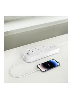 belkin Belkin 6-Outlet Surge Protector Power Strip, Wall-Mountable with 6 AC Outlets, 2M Power Cord, & Green Indicator Light - USB-C Port & USB-A Port w/USB-C PD Fast Charging - 650 Joules of Protection  - Image 2