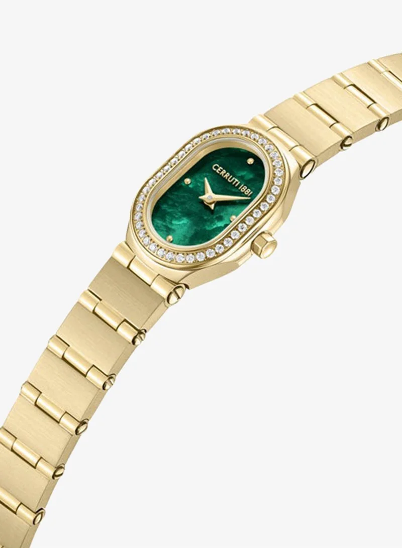 شيروتي 1881 Aosta Yellow Gold Plated Stainless Steel Bracelet Analog Watch for Women, 19mm