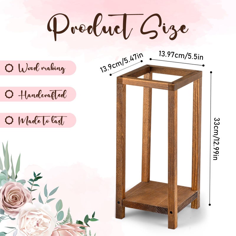 Geelin Geelin 10 Pcs Wooden Candle Lantern Wedding Lantern Centerpiece Lantern Candle Holder for Table Fireplace Lantern Decorative Farmhouse Wedding Lantern for Baby Shower(13 Inch Brown)  - Image 2