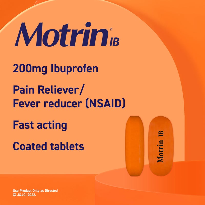 Motrin IB, Ibuprofen 200mg Tablets, Pain Reliever/Fever Reducer for Muscular Aches, Headache, Backache and Minor Arthritis Pain, Convenient for Travel & On-the-Go, 50 packets of 2, 100 ct - Image 3