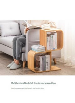 fashionhome Modern S Shaped Design Bamboo Bookcase Smooth Edge Storage Rack Display Stand Detachable Shelf Storage Shelves for Home Decoration Living Room Bedroom Office 56x23x165 cm  - Image 4