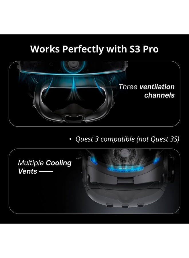 Bobovr وسادة تغطية الوجه F3 المريحة واجهة الوجه متوافقة مع ملحقات Quest 3، مع تهوية ثلاثية القنوات، مجال رؤية قابل للتعديل، تصميم مناسب للنظارات وحماية أنف ناعمة من لايكرا - Image 2