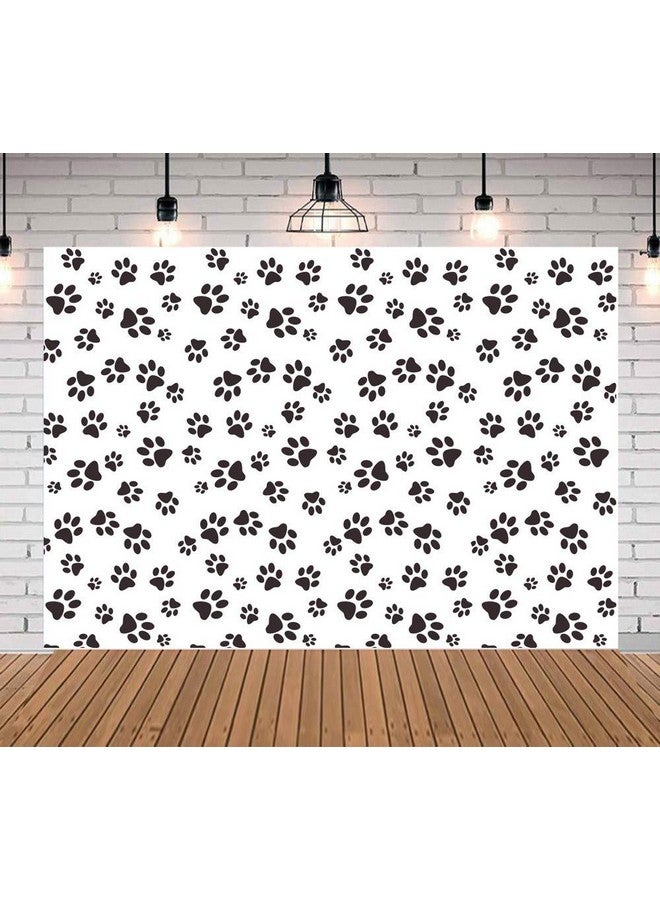 Qian Cartoons Puppy Dog Paw Theme Photography Backdrops Kids Boys Birthday Party Banner Photo Background Newborn Baby Shower Candy Cake Table Decor Photobooth Props 5X3Ft Vinyl - Image 3