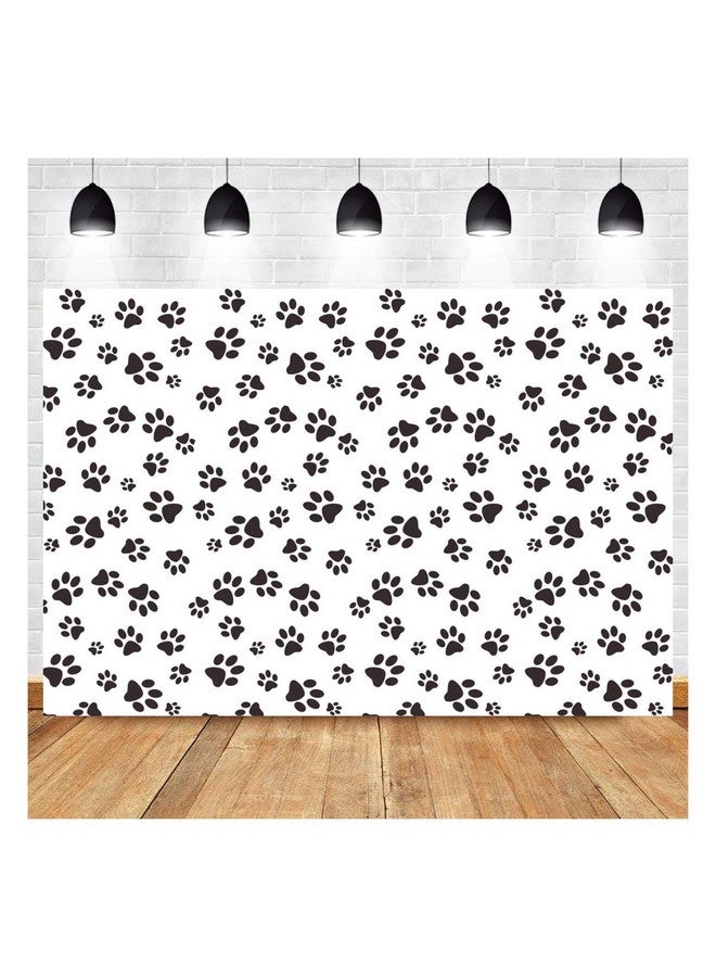 Qian Cartoons Puppy Dog Paw Theme Photography Backdrops Kids Boys Birthday Party Banner Photo Background Newborn Baby Shower Candy Cake Table Decor Photobooth Props 5X3Ft Vinyl - Image 1