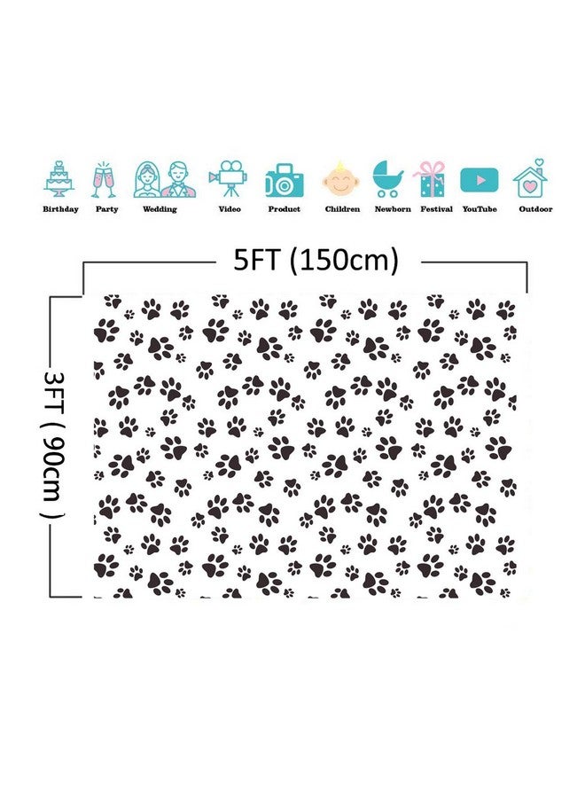 Qian Cartoons Puppy Dog Paw Theme Photography Backdrops Kids Boys Birthday Party Banner Photo Background Newborn Baby Shower Candy Cake Table Decor Photobooth Props 5X3Ft Vinyl - Image 4