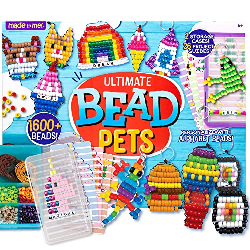 Made By Me Ultimate Bead Pets by Horizon Group USA Bead Pets Crafts for Kids Includes Over 1400 Beads Cording Keychains Carabiner Clips Design Templates Storage Cases More - Image 1