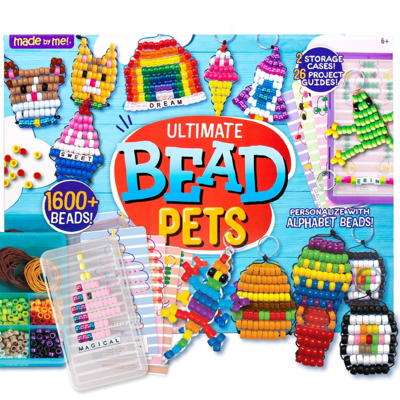 Made By Me Ultimate Bead Pets by Horizon Group USA Bead Pets Crafts for Kids Includes Over 1400 Beads Cording Keychains Carabiner Clips Design Templates Storage Cases More - Image 2