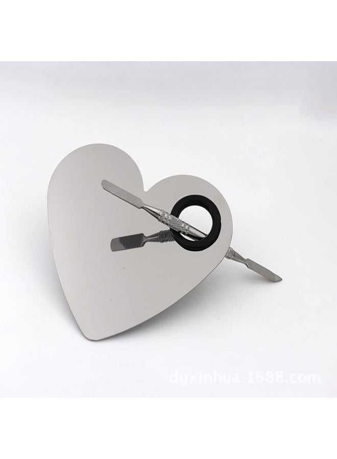 Miamay Heart Shaped Makeup Palette Stainless Steel Nail-art Cosmetic Artist Mixing Palette with a Spatula Tool - Image 2