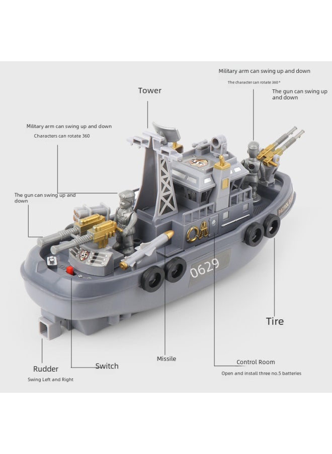 Generic - Hot Sale Electric Patrol Boat Lights Can Be Driven On Water Stall Hot Sale Model Bath Toys-Color:No. 5 4 + Battery Screwdriver - Image 1