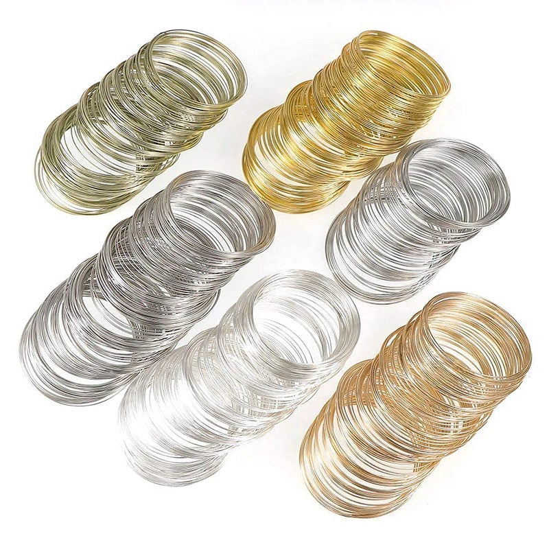 DIY Crafts Diy Crafts 16419 Gold Bronze Memory Beading Steel Wire for Diy Jewelry Findings Multi Layer Bangle Bracelet Making 06mm Pack of 300 Loop Multicolor - Image 1