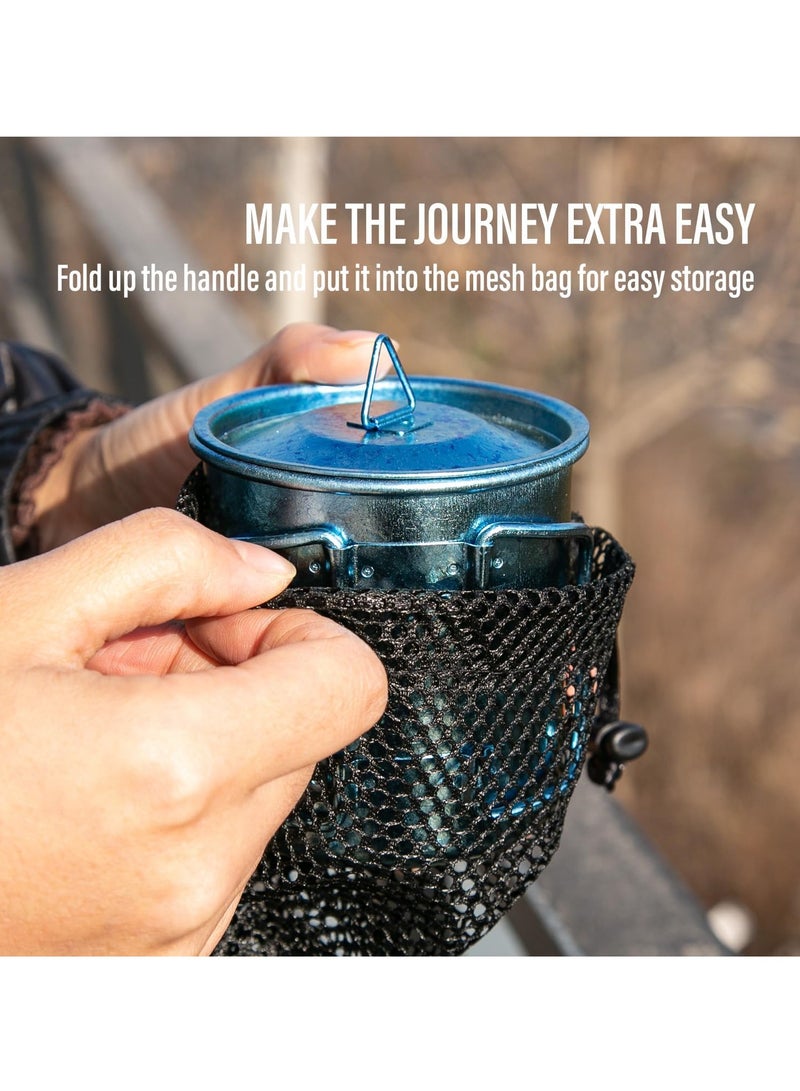 KASTWAVE Cup Titanium Pot with Lid, Collapsible Cup for Traveling, Ultralight Portable 450ml Foldable Handle Camping Tea Coffee Water, Mug for Outdoor Backpacking Hiking Picnic Drinkware with Mesh Sack - Image 2
