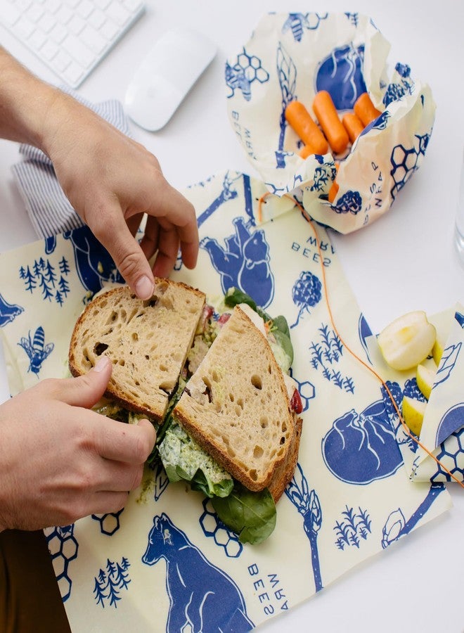 Bee's Wrap Beeswax Wraps for Food - Bees + Bears 3 Pack (2M 1 Sandwich) Made in USA Reusable & Organic Food Wraps, Sandwich Wrap - Eco-Friendly Alternative to Aluminum Foil & Plastic Wrap - Image 3