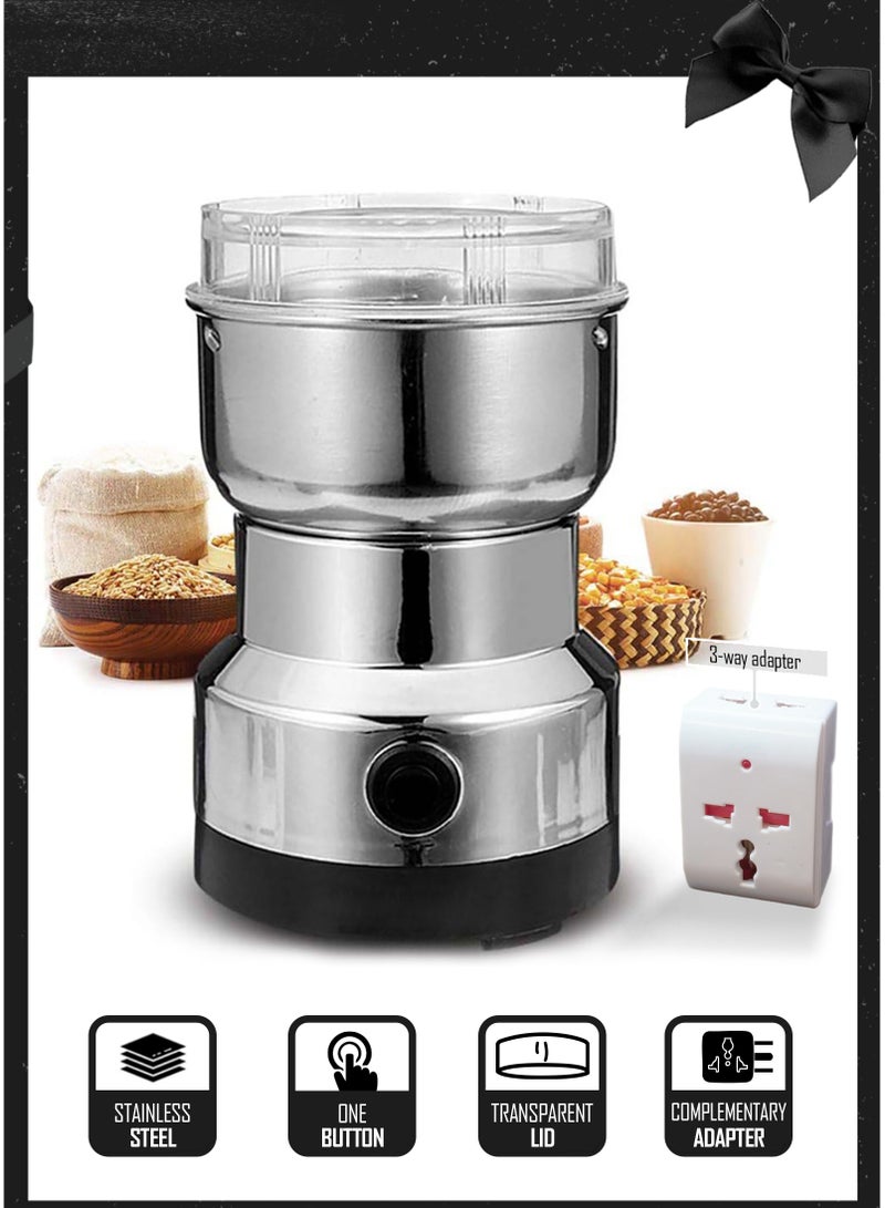 JIHAM Multipurpose Electric Coffee Bean Grinder, Premium Stainless Steel Mill Grinding Tool For Seeds, Spice, Herbs, Nuts, Transparent Lid With 85G Capacity - Image 1