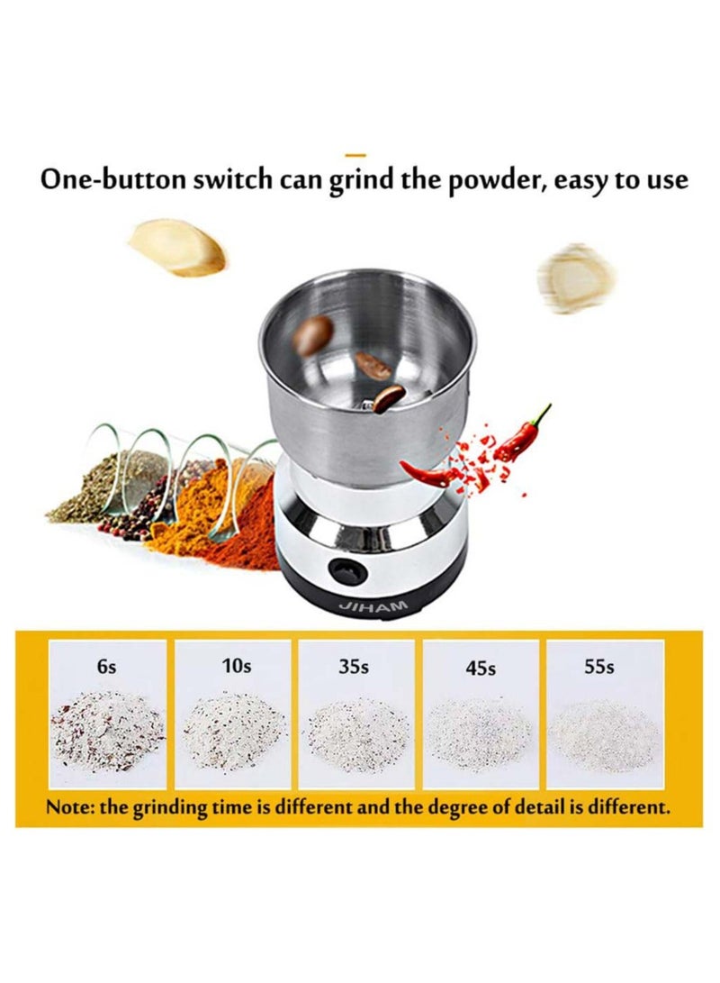 JIHAM Multipurpose Electric Coffee Bean Grinder, Premium Stainless Steel Mill Grinding Tool For Seeds, Spice, Herbs, Nuts, Transparent Lid With 85G Capacity - Image 5