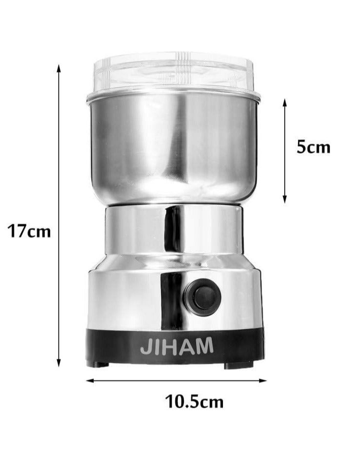 JIHAM Multipurpose Electric Coffee Bean Grinder, Premium Stainless Steel Mill Grinding Tool For Seeds, Spice, Herbs, Nuts, Transparent Lid With 85G Capacity - Image 4