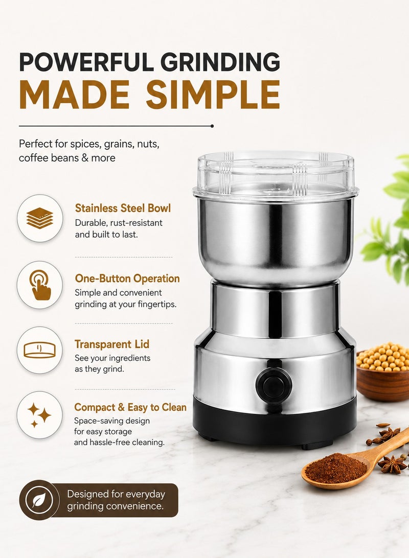 RAF Multipurpose Electric Coffee Bean Grinder, Premium Stainless Steel Mill Grinding Tool For Seeds, Spice, Herbs, Nuts, Transparent Lid With 85G Capacity - Image 2