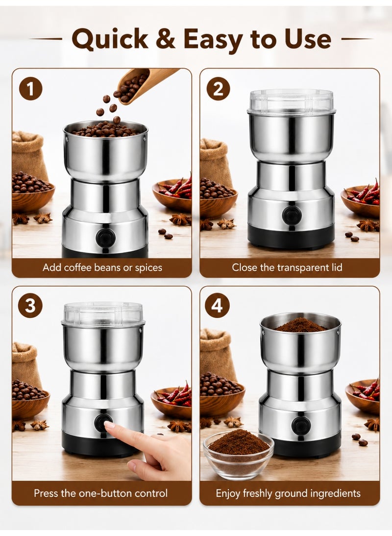 RAF Multipurpose Electric Coffee Bean Grinder, Premium Stainless Steel Mill Grinding Tool For Seeds, Spice, Herbs, Nuts, Transparent Lid With 85G Capacity - Image 3