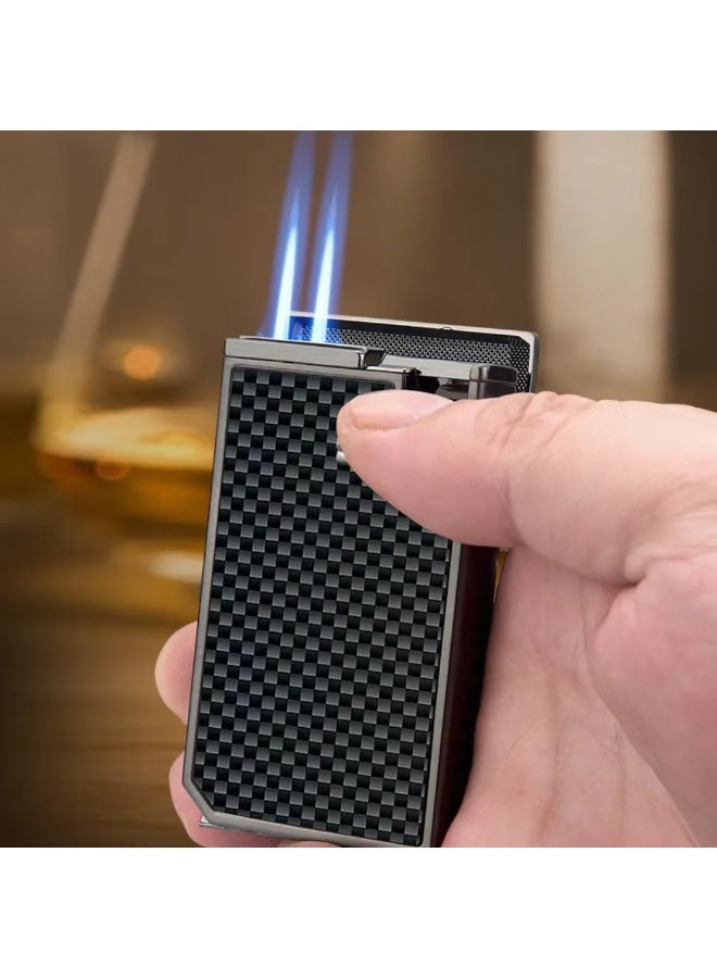 Honest Windproof Dual Jet Flame Torch Lighter – Adjustable Straight Fire Metal Cigar Lighter with Built-in Punch, Refillable Butane - Image 3