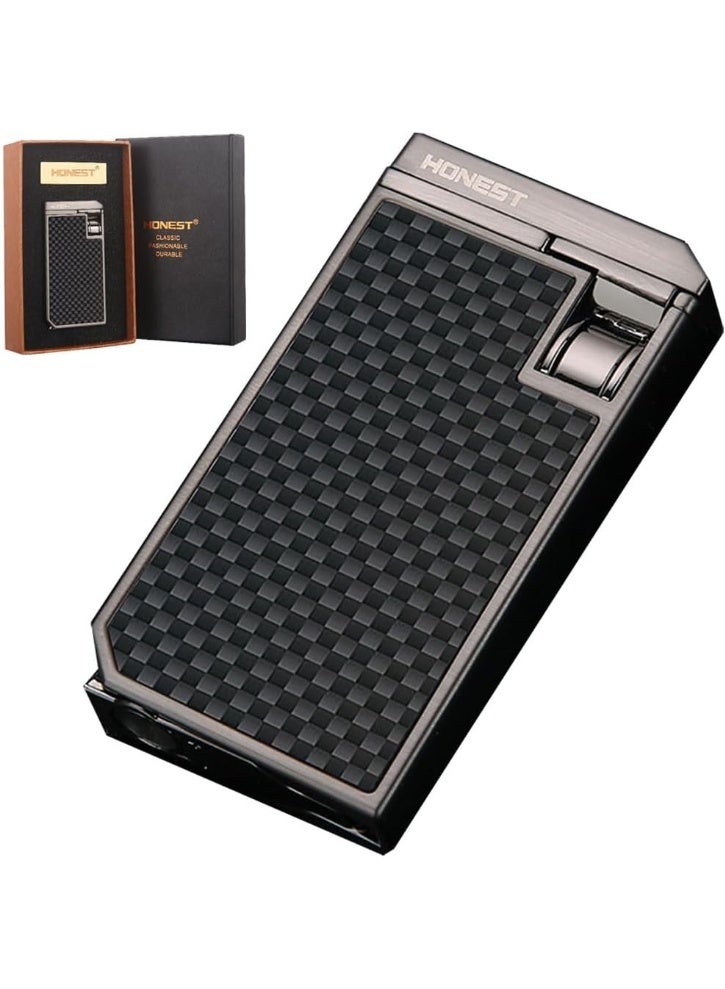 Honest Windproof Dual Jet Flame Torch Lighter – Adjustable Straight Fire Metal Cigar Lighter with Built-in Punch, Refillable Butane - Image 1