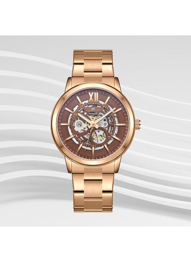 KENNETH SCOTT Kenneth Scott K24324-DBDD Men's Automatic  Display Watch & Stainless Steel Strap Brown  - Image 3