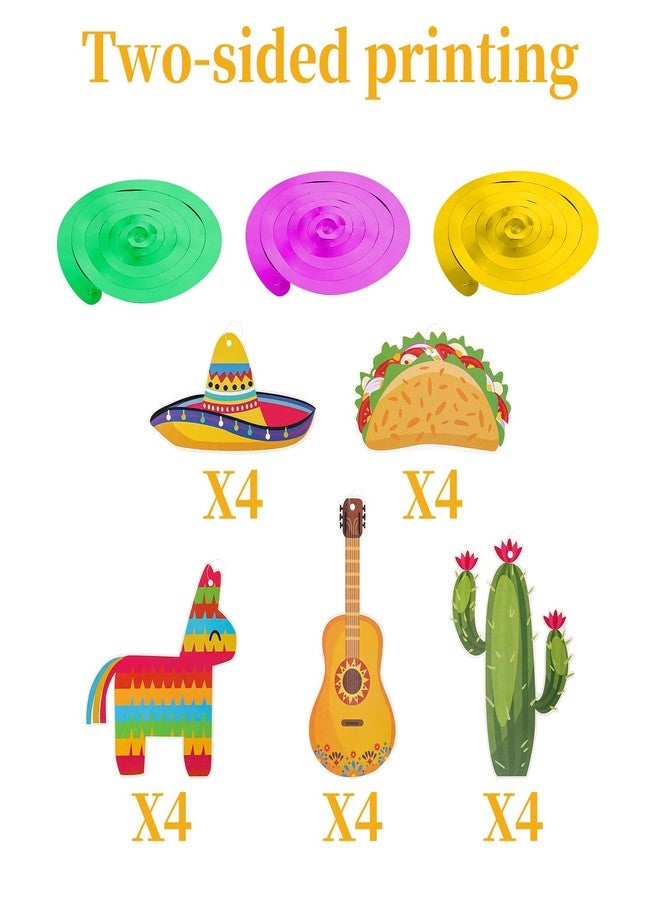 Hftjtsa Mexican Fiesta Hanging Swirl Decorations Cinco De Mayo Taco Party Supplies Taco Twosday Birthday Ceiling Decor for Baby Shower Boys Girls - Image 3