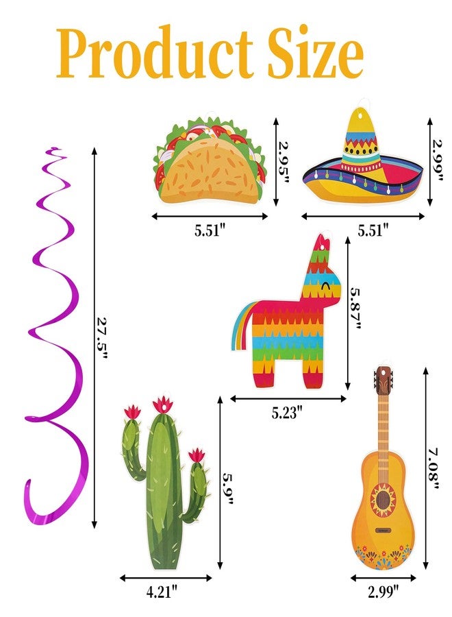 Hftjtsa Mexican Fiesta Hanging Swirl Decorations Cinco De Mayo Taco Party Supplies Taco Twosday Birthday Ceiling Decor for Baby Shower Boys Girls - Image 2