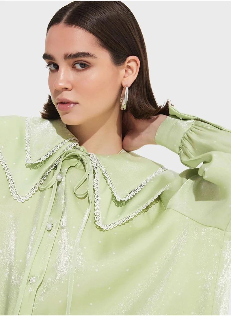 جون Baby Collar Button Down Shirt