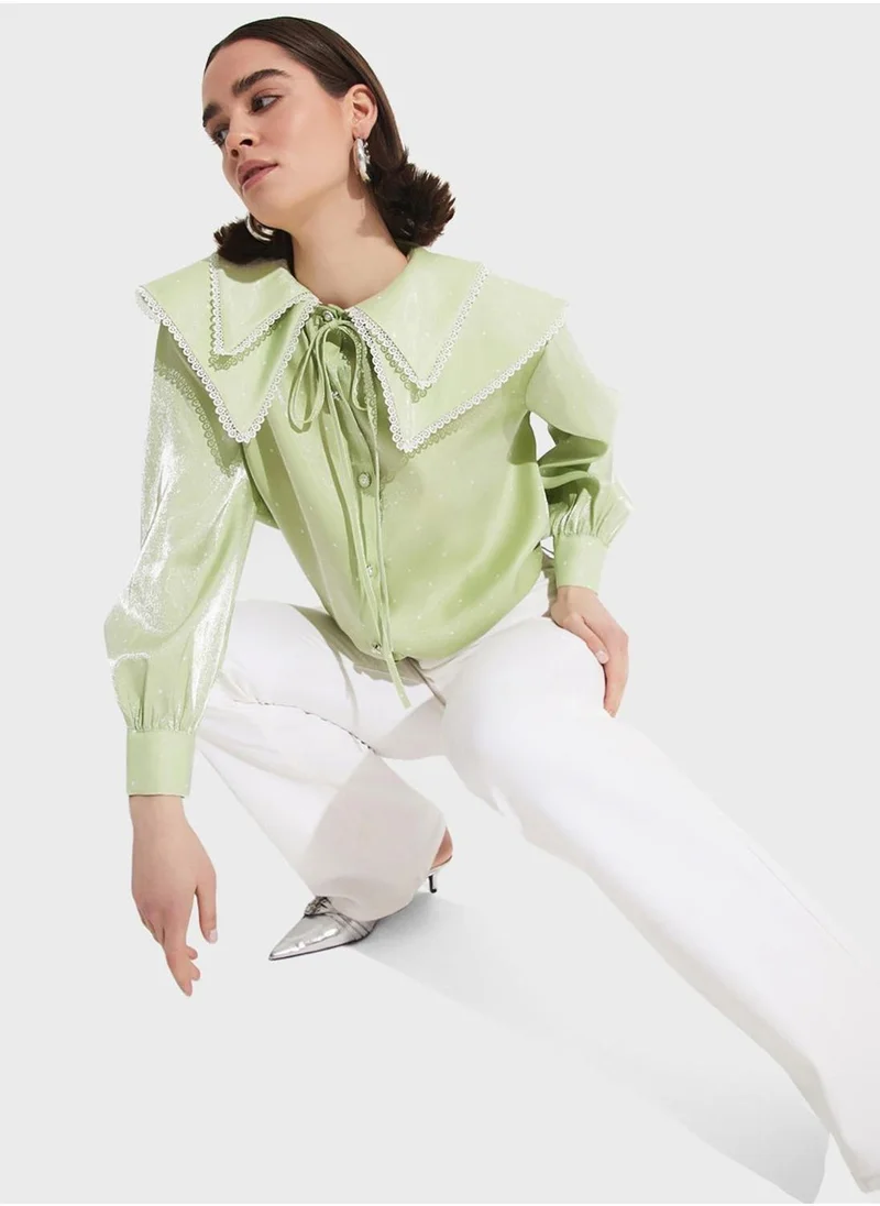 جون Baby Collar Button Down Shirt