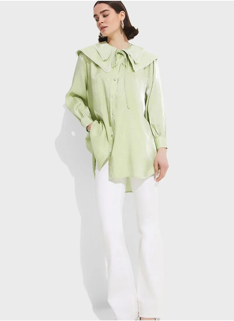 جون Baby Collar Button Down Shirt