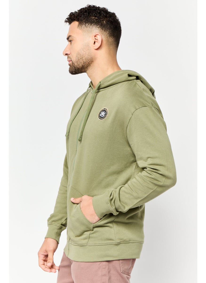 Paul Frank Men Brand Logo Long Sleeve Full Zip Hoodie, Sage Green  - Image 2