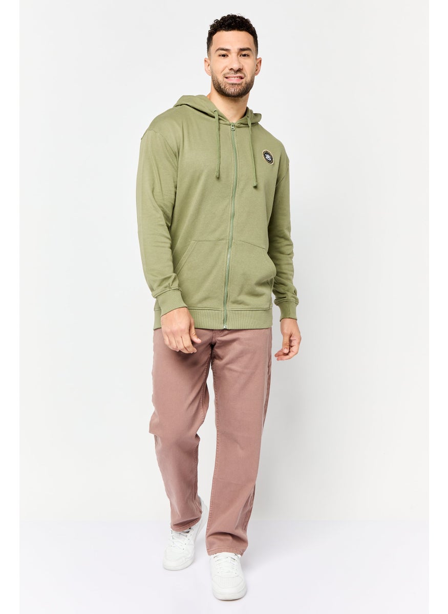 Paul Frank Men Brand Logo Long Sleeve Full Zip Hoodie, Sage Green  - Image 3