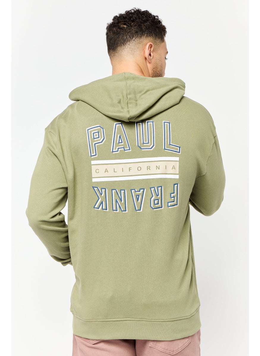 Paul Frank Men Brand Logo Long Sleeve Full Zip Hoodie, Sage Green  - Image 4