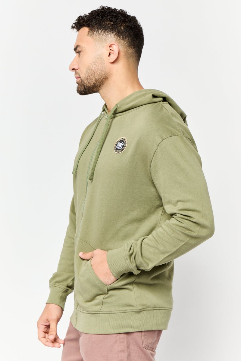 Paul Frank Men Brand Logo Long Sleeve Full Zip Hoodie, Sage Green - Image 2