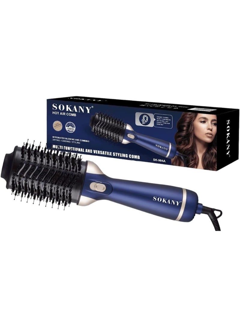 Sokany Hair dryer Hot Air Comb Multi Functional and Versatile Styling Comb SK-904A 1200W Blue - Image 2