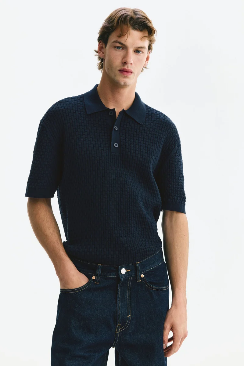H&M Regular Fit Knitted cotton polo shirt
