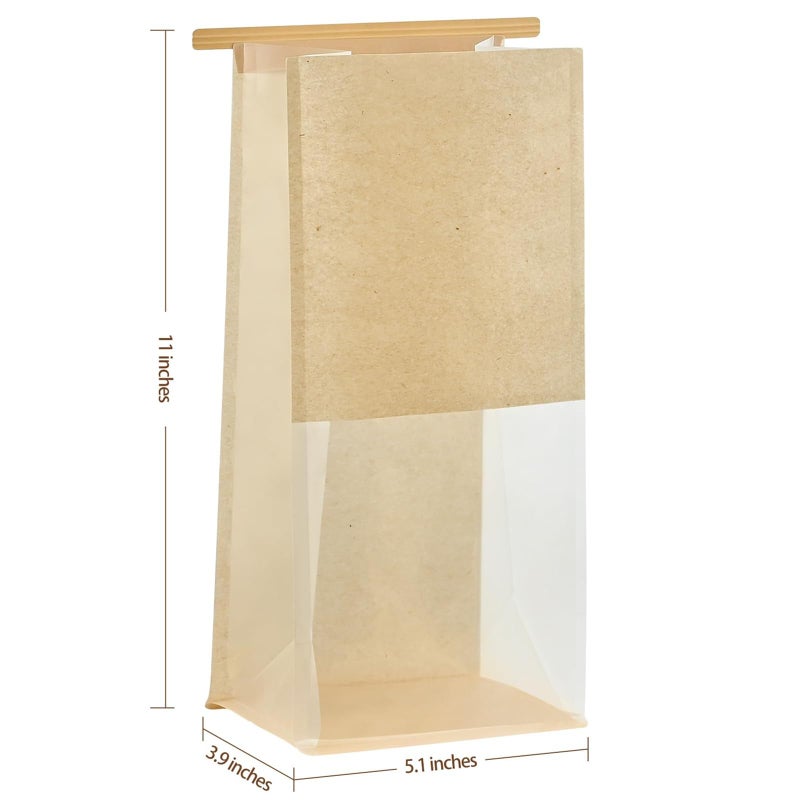 Ohuimrt 50 PCS Bread Bags for Homemade Breads, 11 x 5.1 x 3.9 Inches Bakery Bags with Tin Tie Tab Lock, Cookie Bags with Window for Pastry Bagel Packaging - Image 2